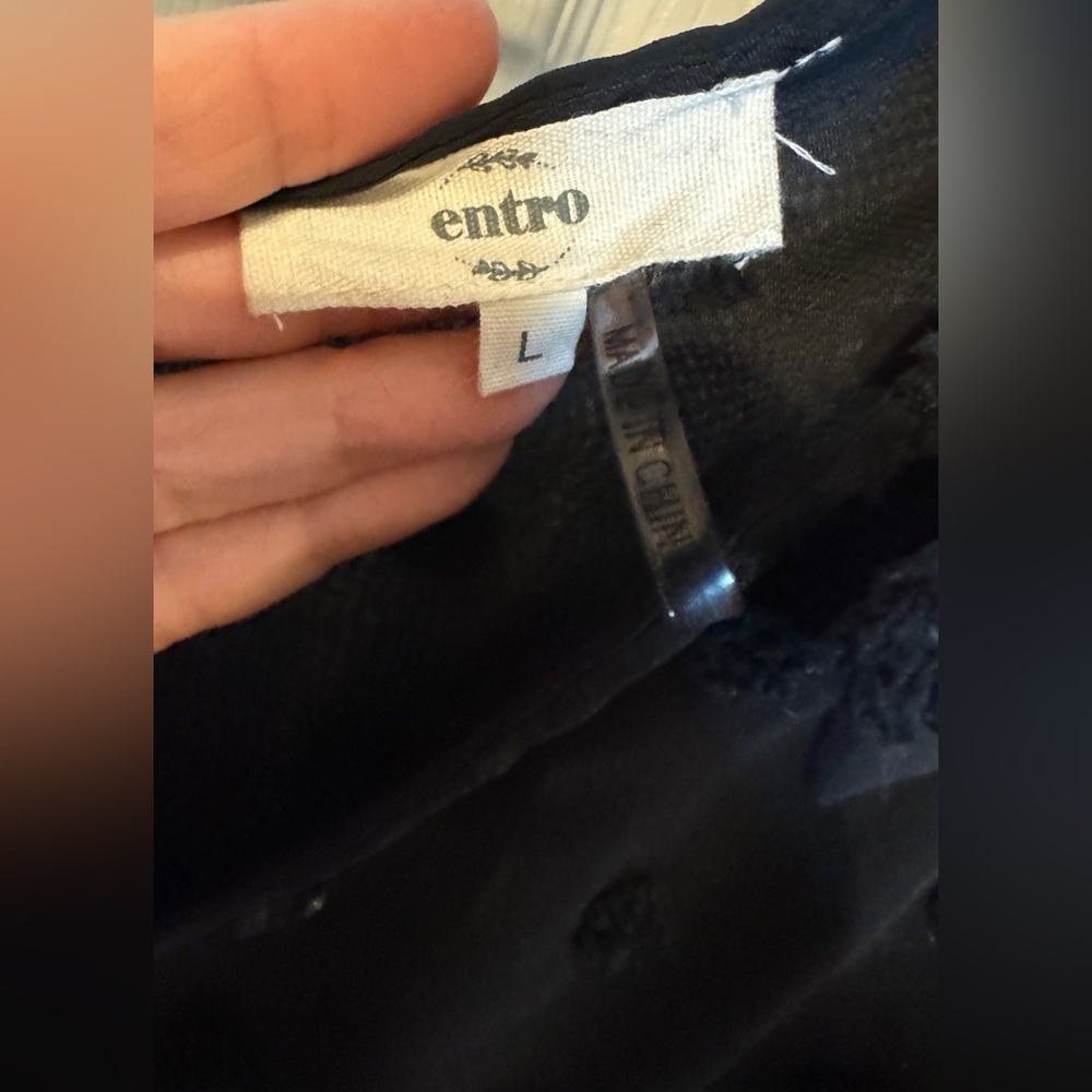 Entro Black Sheer Ruffled Blouse Size L - Picture 4 of 12